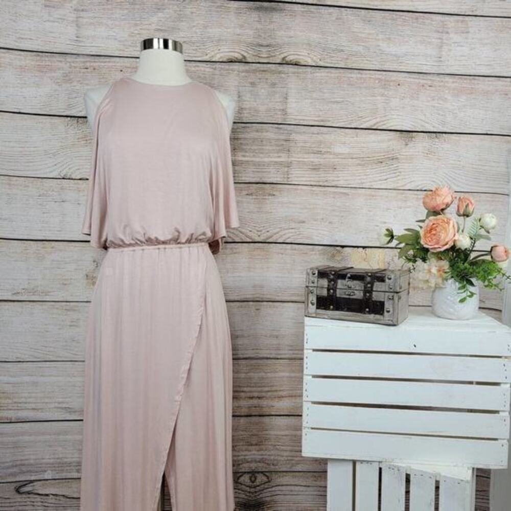NWT Splendid Cold Shoulder Wrap Dress Tan Beige Size Medium